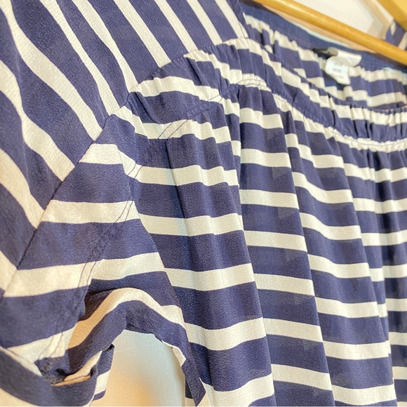 J. Crew 100% Silk dress, navy & white stripe, sheer dress, size XS - Picture 4 of 7